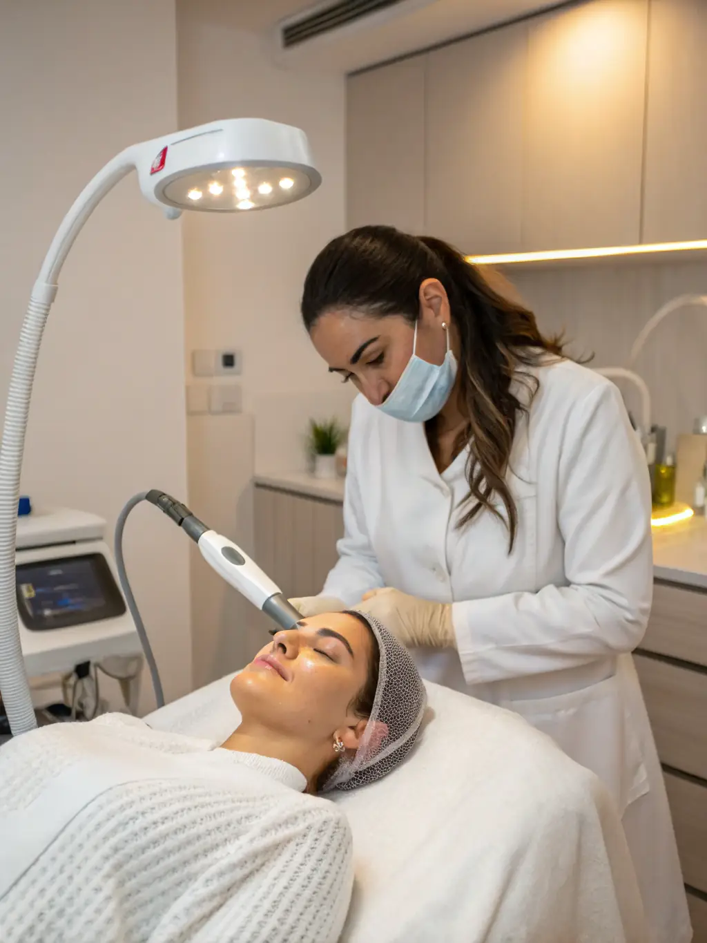 A Q-switched Nd:YAG laser being used to remove a tattoo, showcasing the laser's precision and effectiveness in pigment removal.